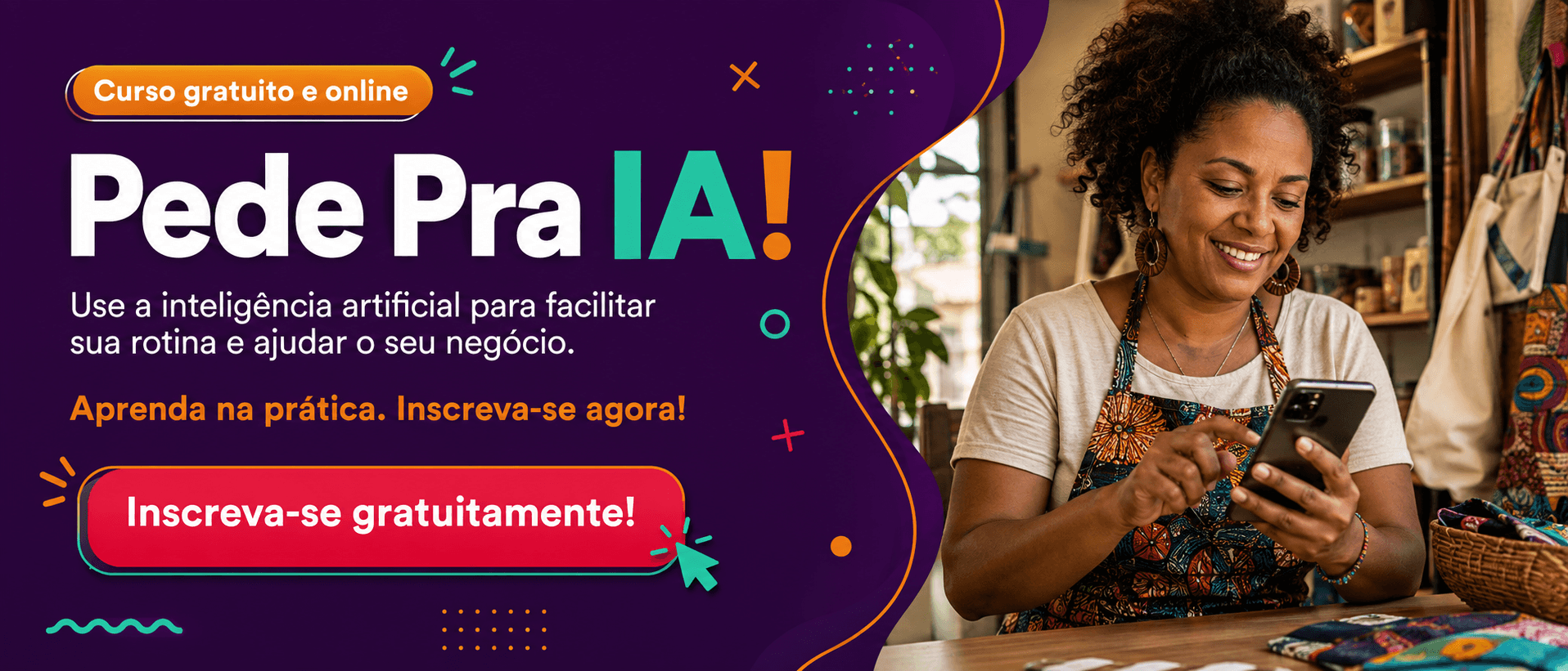 Banner de curso que ensina como criar calendário de conteúdo com I.A.